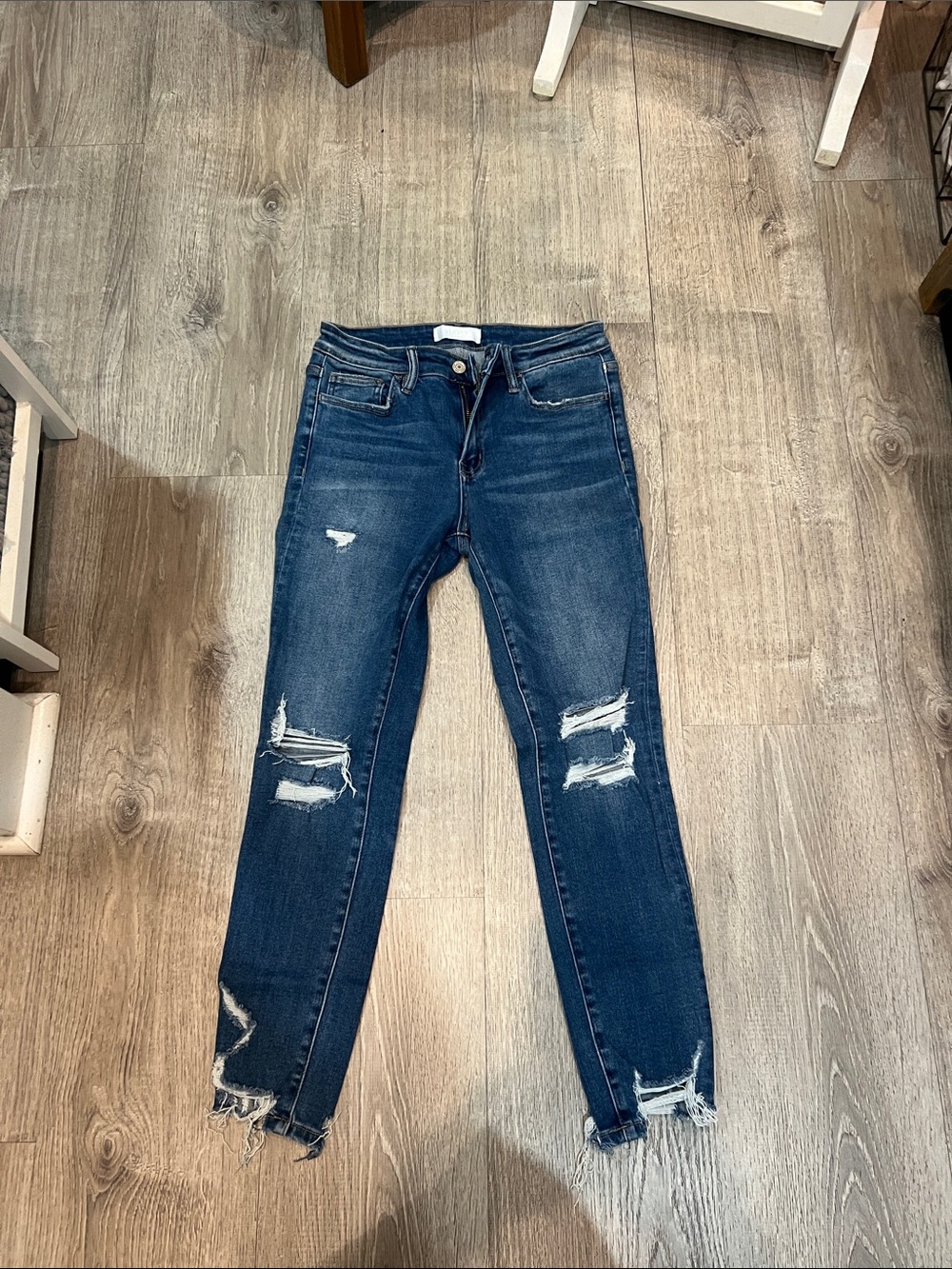 VERVET BY FLYING MONKEY Dark Blue Distressed Skinny Jeans 28